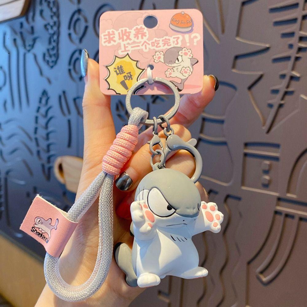 Cartoon Small Shark Cat Keychain Cute Car Key Ring Fashionable Schoolbag Pendant Student