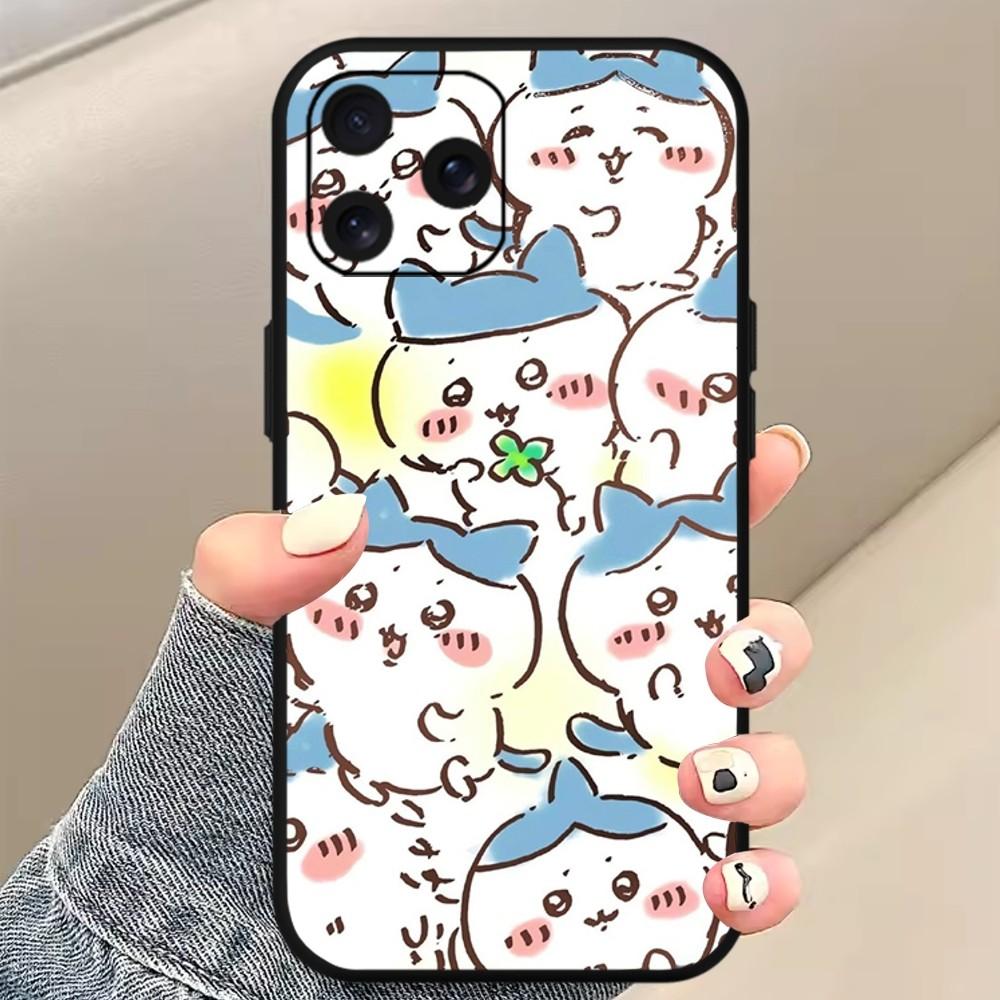 C-Chiikawa H-Hachiware Phone Case For iPhone Mini 11 12 13 14 15 Pro XS Max X Plus SE XR Black Soft Shell