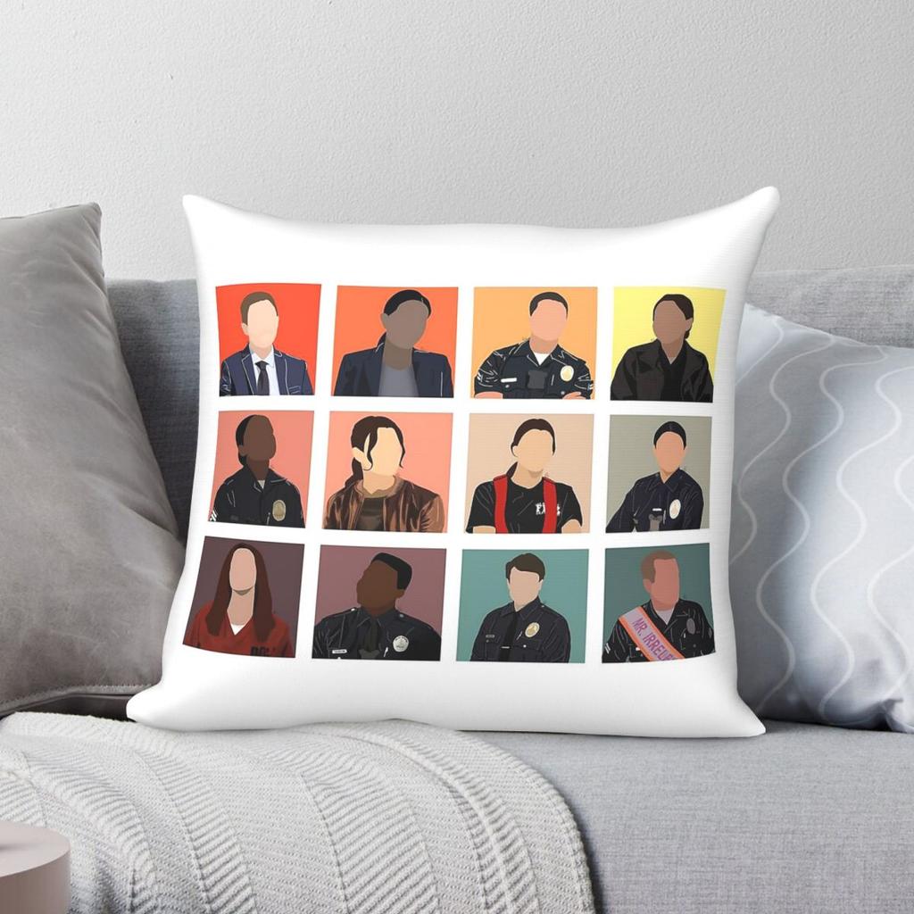 The Rookie Cast Square Pillowcase Polyester Linen Velvet Creative Zip Decorative Home Cushion Cover 45x45
