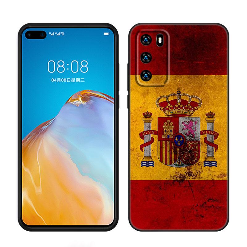 Испания Национальные Флаги Черный Чехол для Телефона Для Huawei P10 P20 P30 P40 Lite P50 P60 Art P50E P Smart Z 2018 2020 2021 Pro 2019