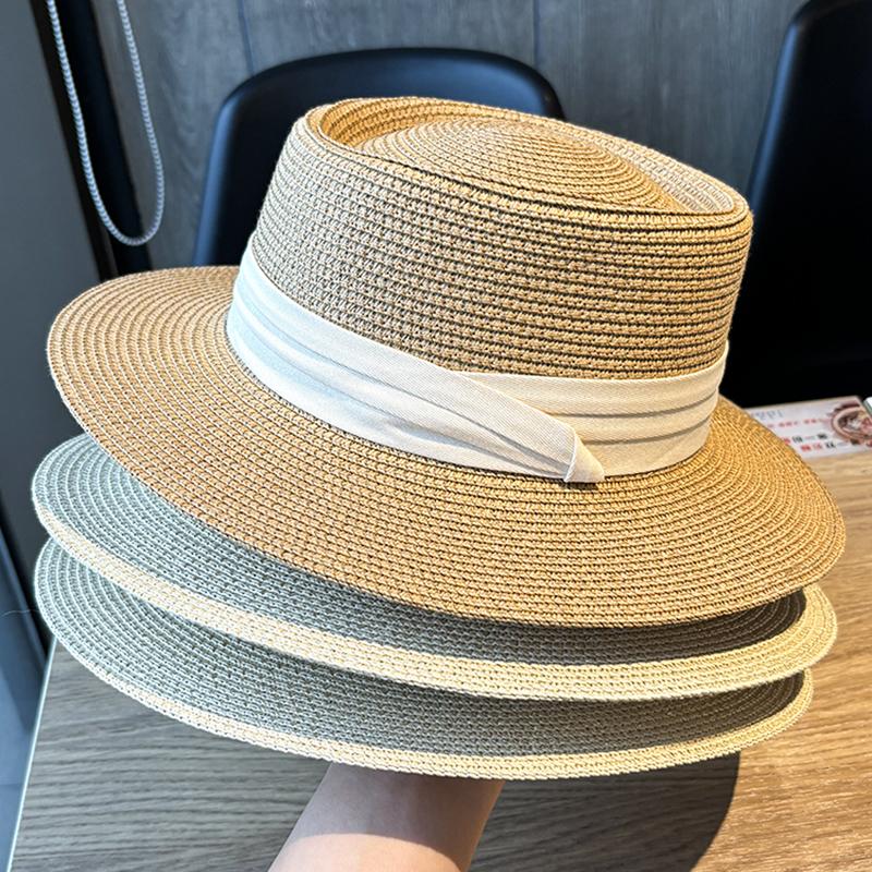 Соломенная шляпа с плоским верхом от солнца, женская летняя шляпа от солнца, шляпа от солнца для фотосессии на морском пляже