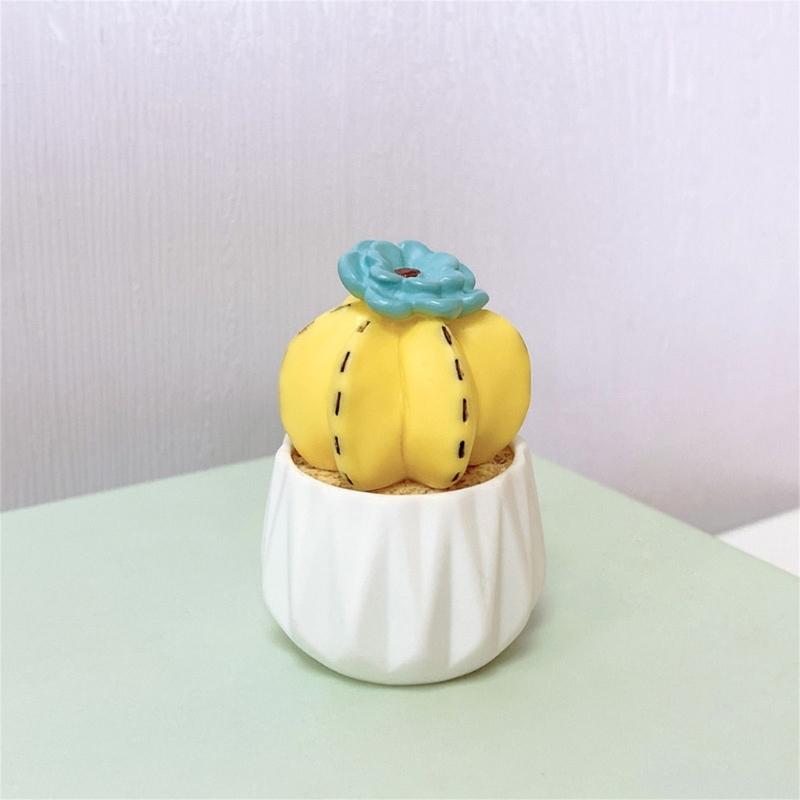 Миниатюрная фигурка зеленого кактуса из смолы, суккулент в горшке, мини-бонсай, украшение для приборной панели автомобиля