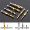 Compound Screw Tap Bit Set M3/4/5/6/8/10 Hex Spiral Tap Countersink Drill Reamer Titanium Soft Metal Tapping Chamfering Tool