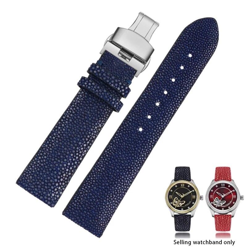 Ремешок из кожи жемчужной рыбы 20 мм 22 мм подходит для Huawei/TISSOT/Omega/Mido, мужские и женские аксессуары для часов Devil Watch, черная пряжка