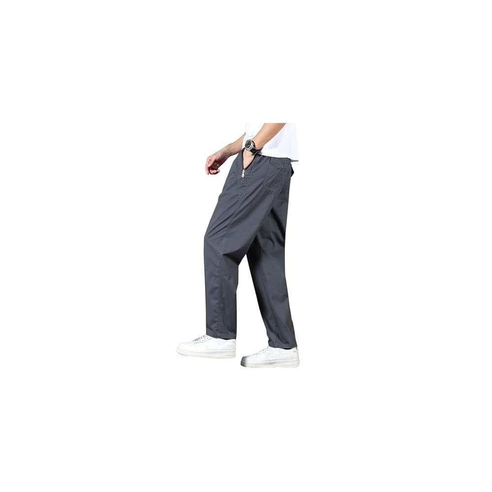 Kayiyasu Chino Pants for Men, Plus Sizes M-6XL, Easy Fit, Long Trousers, Work Pants, Cotton,