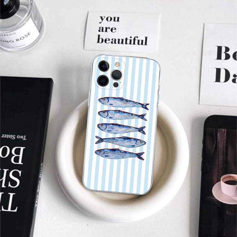 Милый Чехол для Телефона с Морскими Морепродуктами Для iPhone 17 16 15 11 12 14 13 Pro Max Mini X XS XR 7 Plus 16E Ударопрочный Силиконовый Чехол Fundas