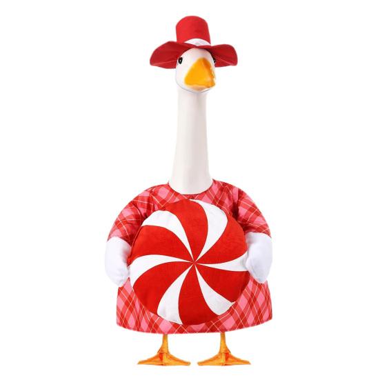 Рождественский наряд для гуся Красная официальная шляпа и клетчатая одежда для гуся Рождественская конфета Костюм гуся для крыльца