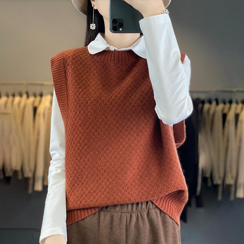 Женский кашемировый жилет Qinghe Cashmere 30% кашемир 70% шерсть Женский осенне-зимний кашемировый жилет мягкий и теплый