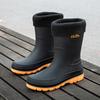 Fashion men's waterproof shoes rain shoes adult outdoor casual non-slip rain boots medium tube warm work shoes rubber shoes