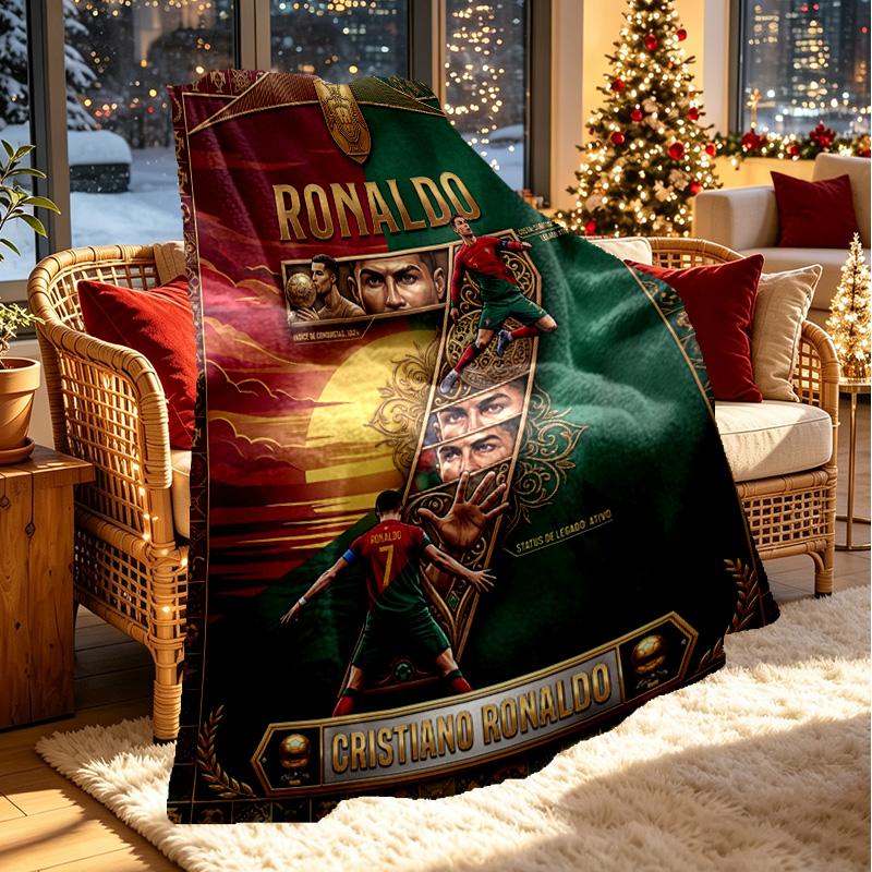 Custom Name Personalized Cristiano Ronaldo Print Blanket, Home Decor, Bedroom, Sofa, Camping, Couch, Gifts for Birthday Christmas