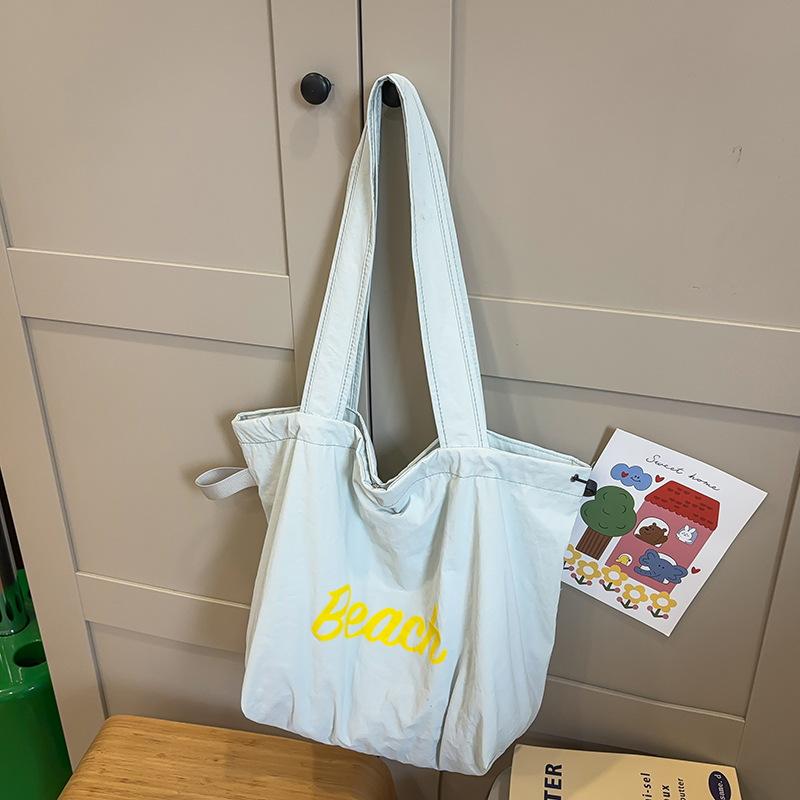 Сумка женская нейлоновая сумка через плечо с принтом алфавита, повседневная универсальная портативная сумка на шнурке большой вместимости