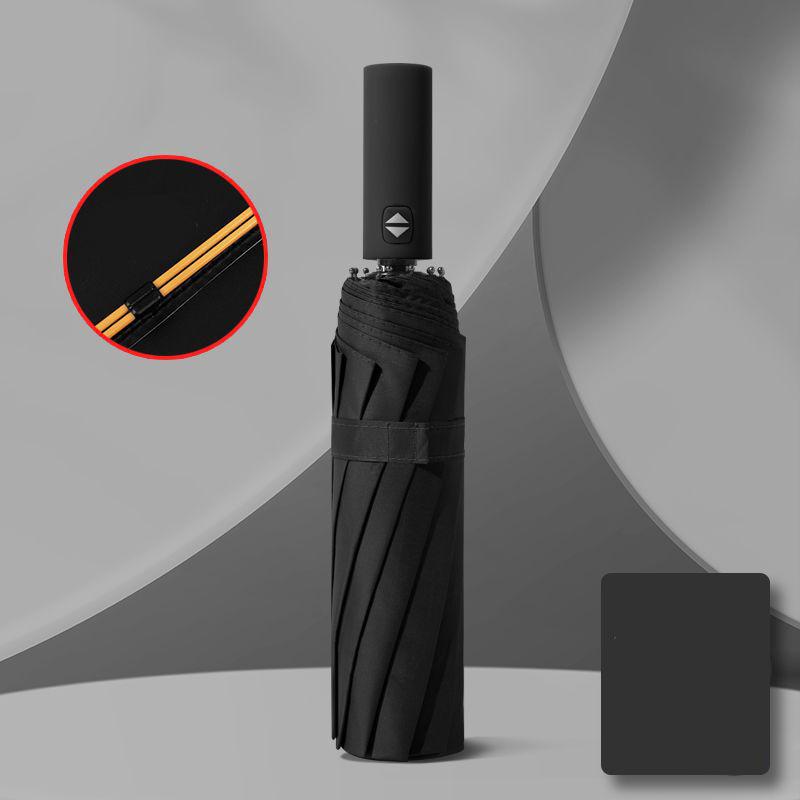 12 Bone Black Glue Fully Automatic Umbrella With Thick And Durable Keel Three Fold Umbrella UV Resistant Folding Umbrella
