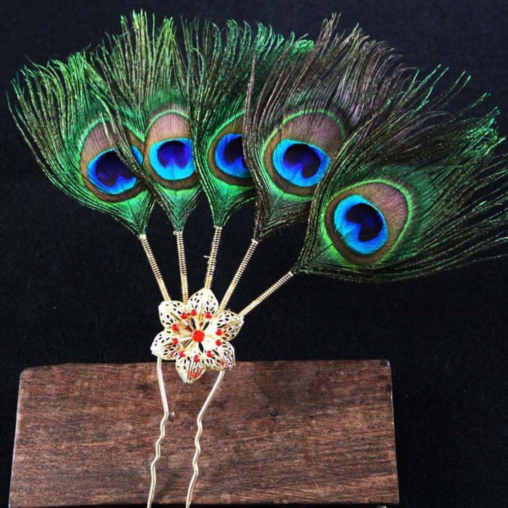 Temperament Peacock Feather Hairpin Hair Accessories Ethnic Dance Hair Stick Hairstyle Design Tool
