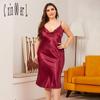 Plus Size New Fashion  Summer Swing V-Neck Suspender Nightdress Ladies Loose Home Sexy Dress