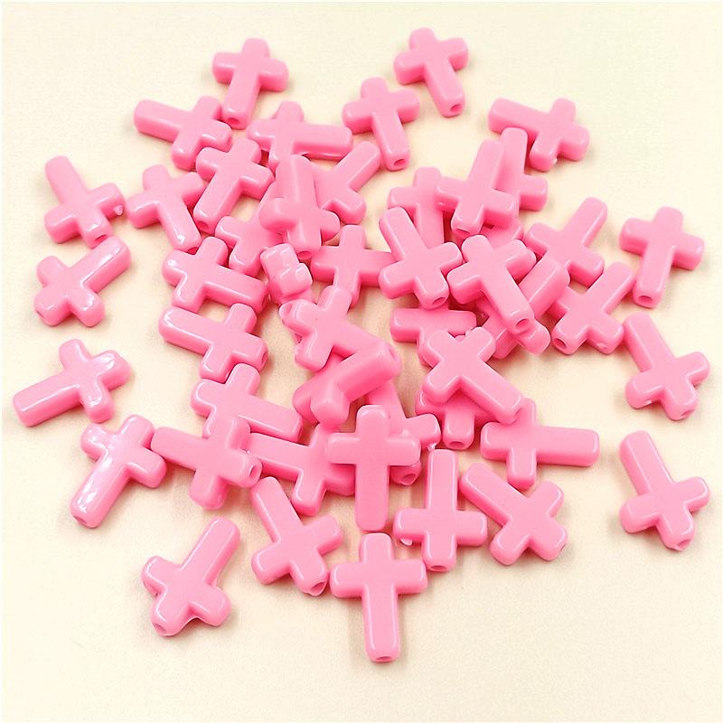 Spring Color DIY Jewelry Accessories Making Materials Necklace Bracelet Fashion Macaron Color 50Pcs Cross Loose Beads System Cream Jewelry Accessory