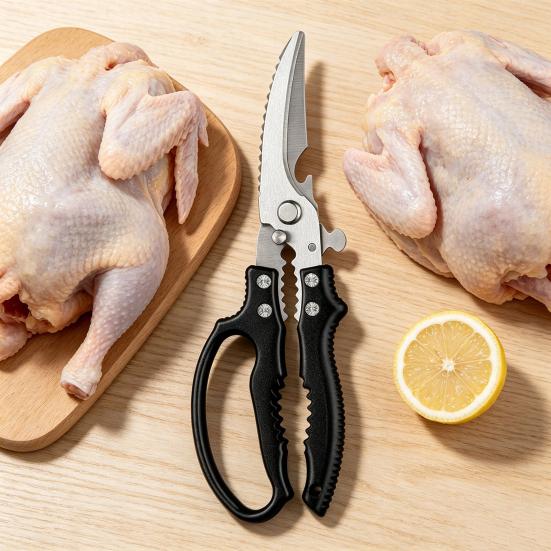 Прочные кухонные ножницы, ножницы для птицы из нержавеющей стали для курицы, рыбы, ребер, инструмент 6-в-1 с открывалкой для бутылок, скребком для чешуи рыбы, орехоколом