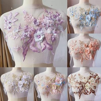 Мода Сделай сам Элегантная Вышивка Пайетками Пайеточные Вышитые Нашивки DIY Кружевные Ткани Аппликация Вышитые Цветочные Нашивки Свадьба