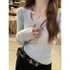 Early Autumn New Long-sleeved Knitted Sweater Women's Slim-fitting Inner Square-necked Bottoming Shirt Autumn and Winter High-end Low-necked Top