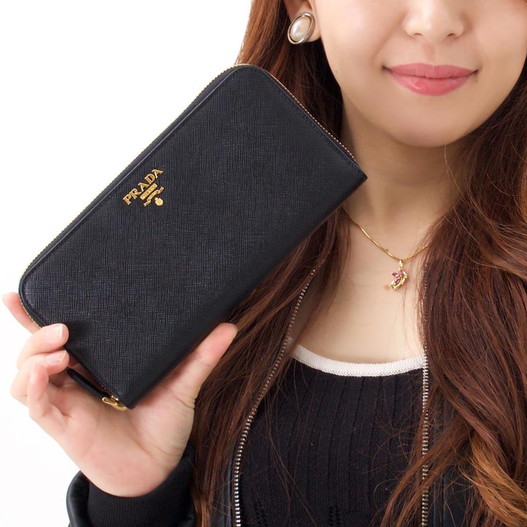 Prada Saffiano Leather Long Wallet Women Wallets Black 1ML506-QWA-F0002