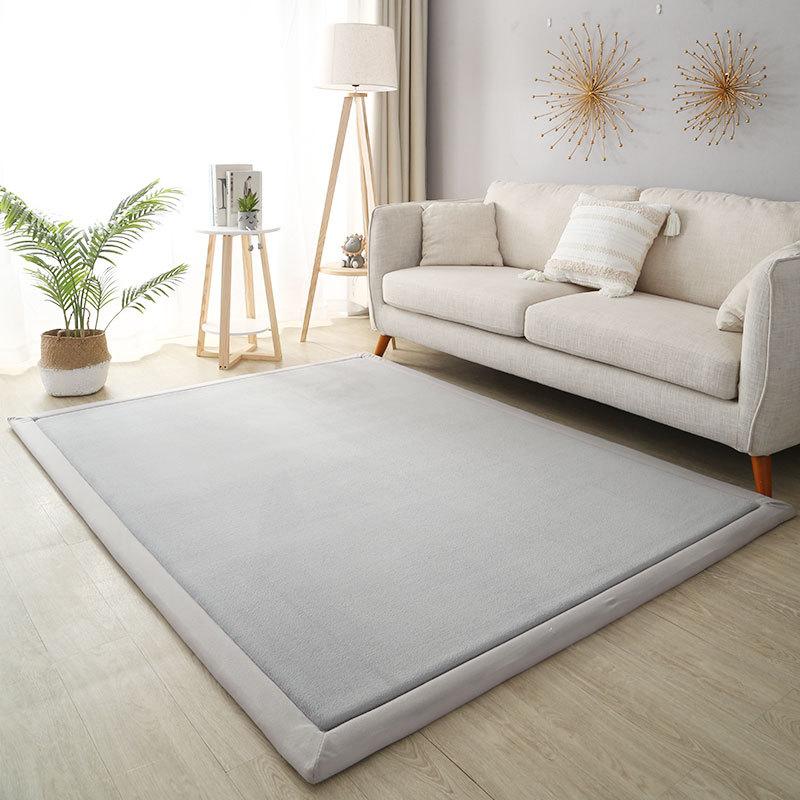 2cm Thickened Tatami Rug Soft Coral Fleece Velvet Bedroom Carpet Children Playmat Living Room Rug Bed Floor Mattress Mat