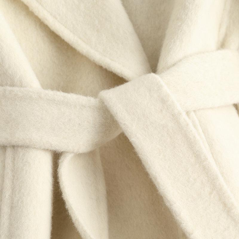 Двустороннее кашемировое пальто женское длинное выше колена свободное большого размера шерстяное пальто высокого качества 2024 осень-зима новые модели