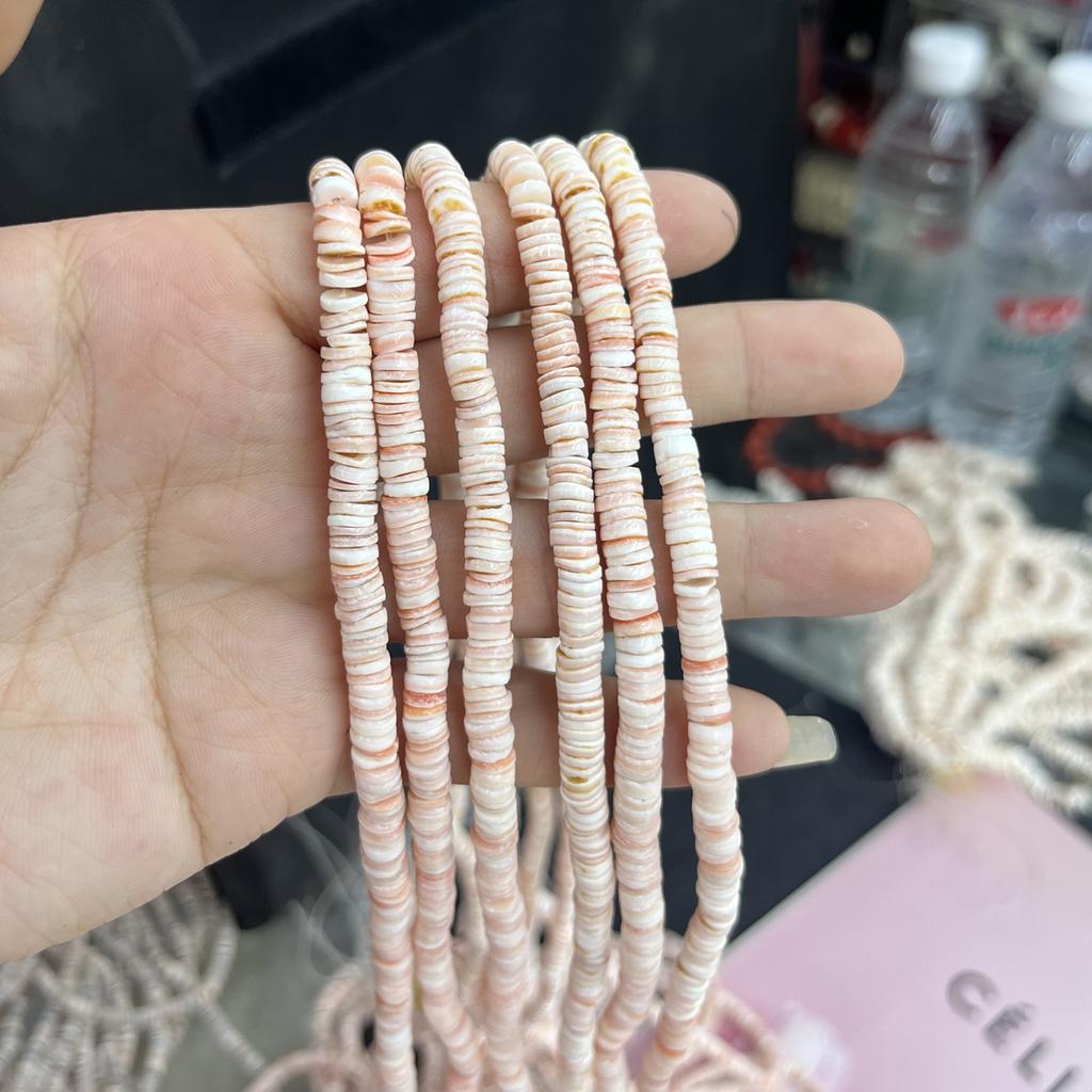 Натуральные бусины-спейсеры Хейши из ракушек 6 мм - Гладкие полированные Богемные пляжные материалы для изготовления ожерелий и браслетов своими руками, Рукоделие 38 см нить