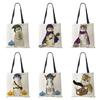 Cat Print Handbag Ladies Casual Cute Shopping Tote Shoulder Bag 2022 Harajuku Large Capacity Travel School Canvas Beach Bags KTY