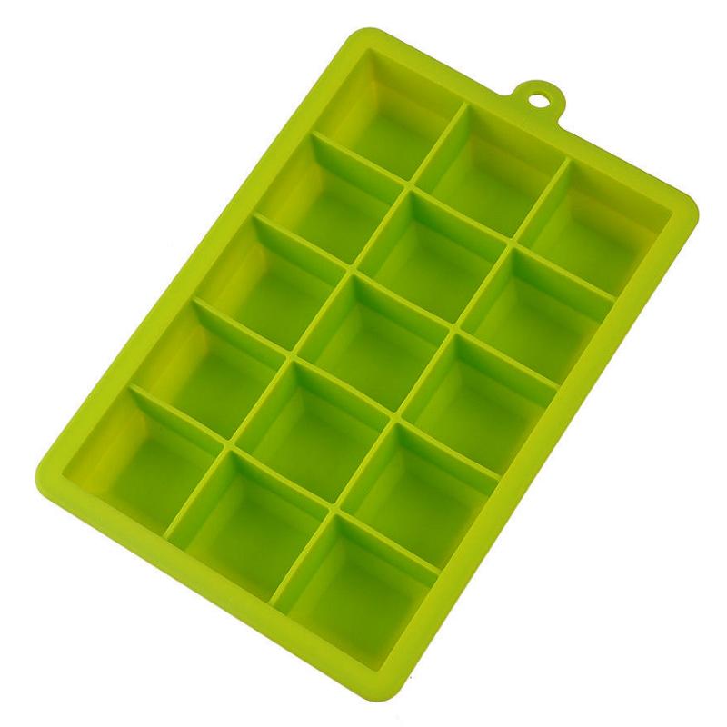 Силиконовый лоток для кубиков льда с 15 сетками, большая форма, гигантский производитель, 3 x 3 x 3 см, квадратный