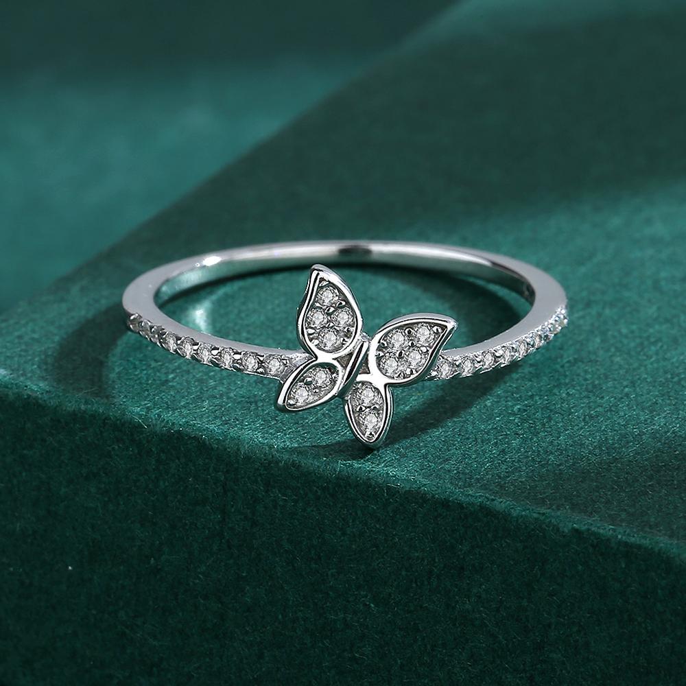 Fashion Butterfly Couple 925 Sterling Silver Ring for Women Small Zircon Diamond Wedding Engagement Gift Jewelry