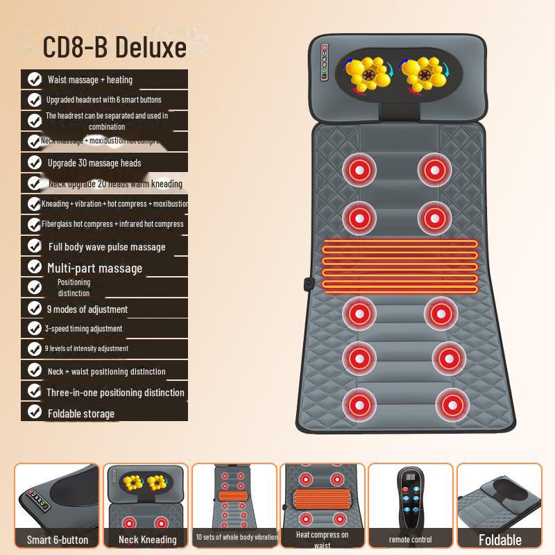 Массажная подушка с подогревом всего тела и воздушной подушкой для плеч, шеи и талии