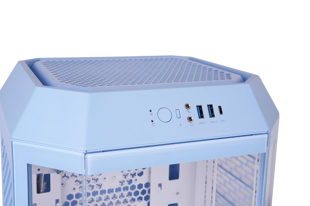 Корпус для ПК Thermaltake The Tower 250 Hydrangea Blue с закаленным стеклом, восьмиугольная колонна, мини-башня CS9168, 3-сторонний Mini-ITX CA-1Z9-00SFWN-00