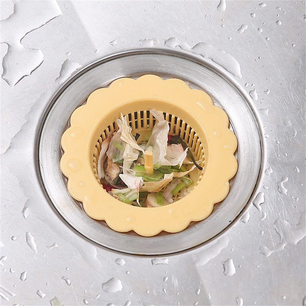 Cylindrical Handle Hole Filter Flower Shape Floor Filter Durable Sink Drain Strainer  Bathroom