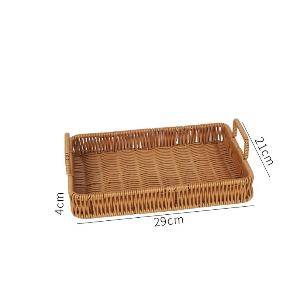 Handwoven Wicker Serving Tray Woven Handheld Plastic Rattan Storage Tray Kitchen Storage