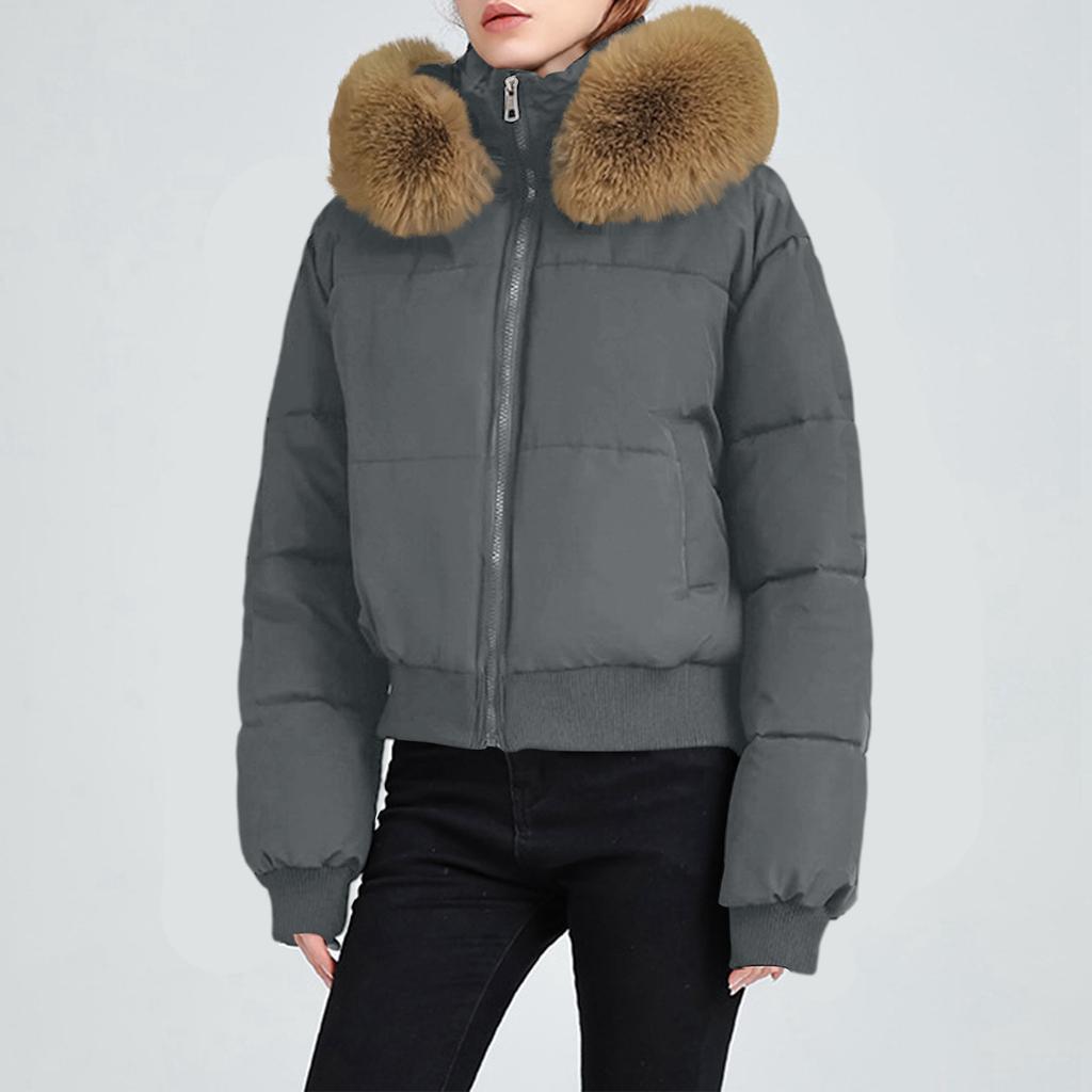 Женская зимняя куртка с капюшоном, короткая, на хлопковой подкладке