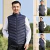 Men Cotton Vest Stand Collar Sleeveless Zipper Closure Thermal Jacket with Pockets Solid Color Winter Waistcoat