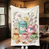 1pc Tea Time Tea Party Outdoor Flannel Blanket Soft Warm All-Season Throw for Sofa Bed Car Camping Office, Cozy Gift Idea1282S