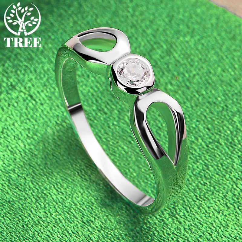 Classic Zircon Crystal Charm Wedding Nice Jewelry 925 Sterling Silver Round Ring For Women's Party Gifts Birthday Accessories