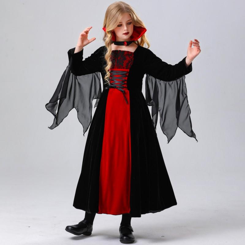 Halloween Kids Cosplay Costume Vampire Witch Stage Play Outfit Girls