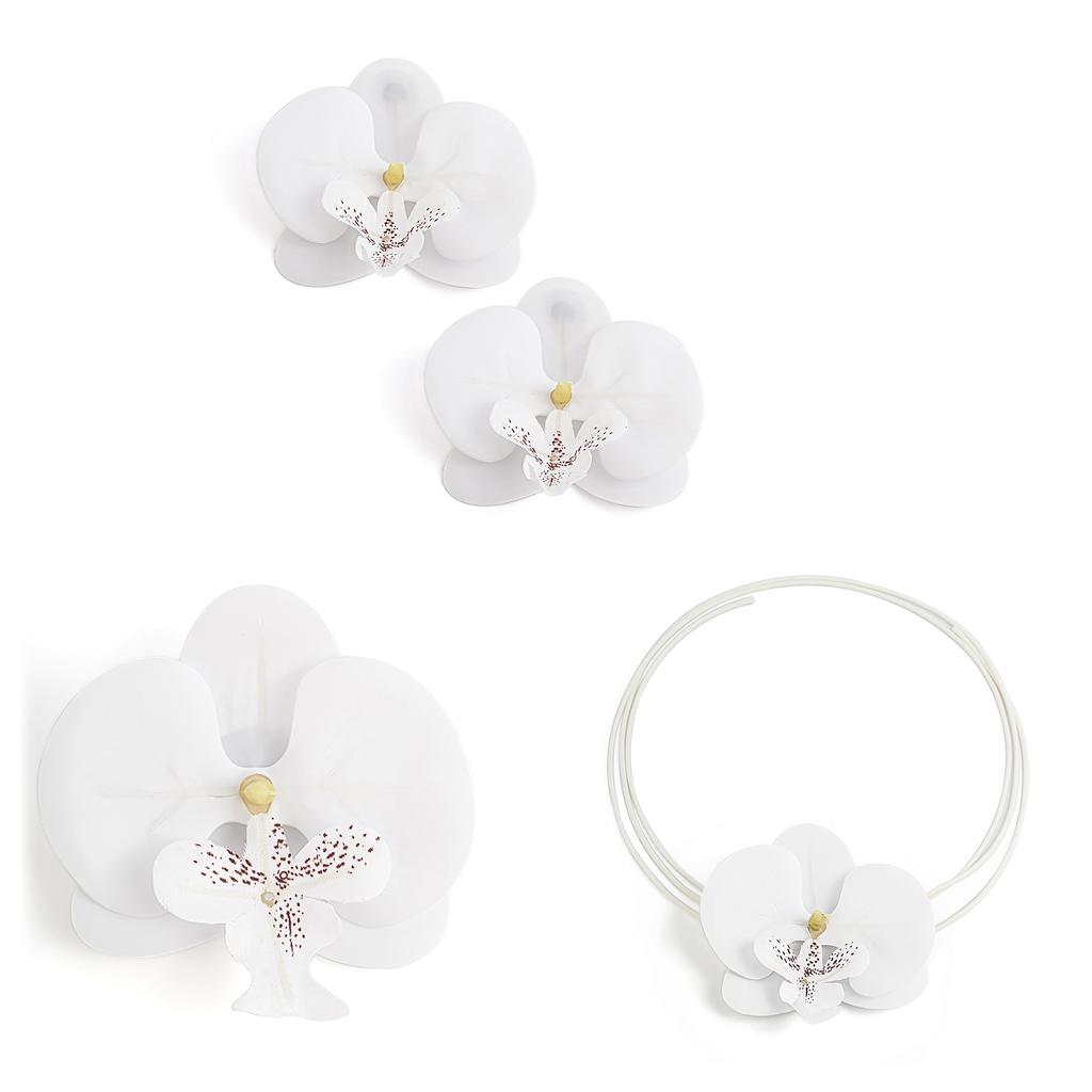 Elegant Floral Charm Jewelry 3D Flower Pendant Necklace/Earrings/Brooch for Girl Women Wedding Party Embellishment