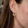Stainless Steel Two Tone Round Circle Stud Earrings for Women Gold Plated Irregular Geometric Earring Fashion Jewelry Gifts