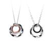 Jewel Pair Necklace Set of 2 Stainless Steel 316L Couple Present Anniversary Christmas Twisted Double Ring [Petit YU-NA] Men's Women's