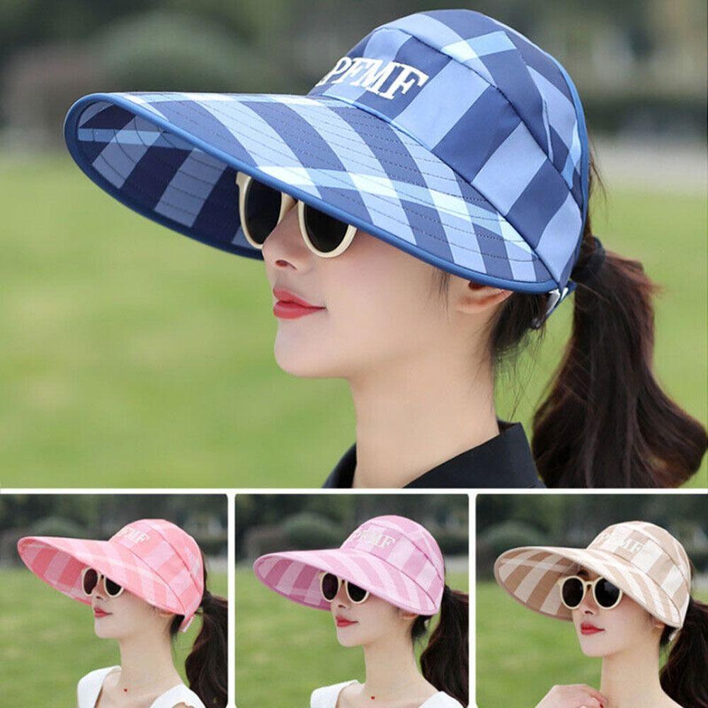 Outdoor Summer Travel Protection Sun Hat Women Wide Brim Sun Hat Beach Cap UV Protection Visor Caps