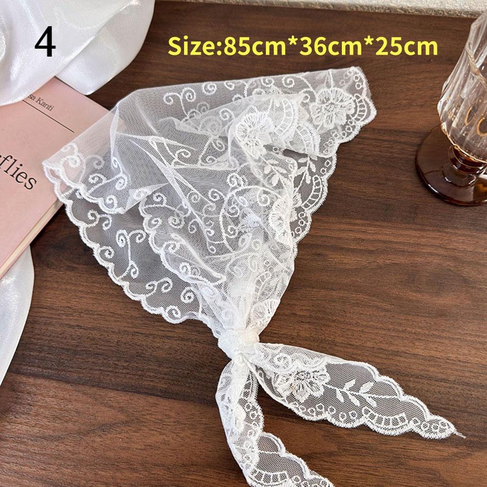 Retro Lace Triangle Headscarf Retro Y2K Embroidered Floral Neck Scarf Crochet Hair Scarf Bandanas for Women Girls Lace Kerchief