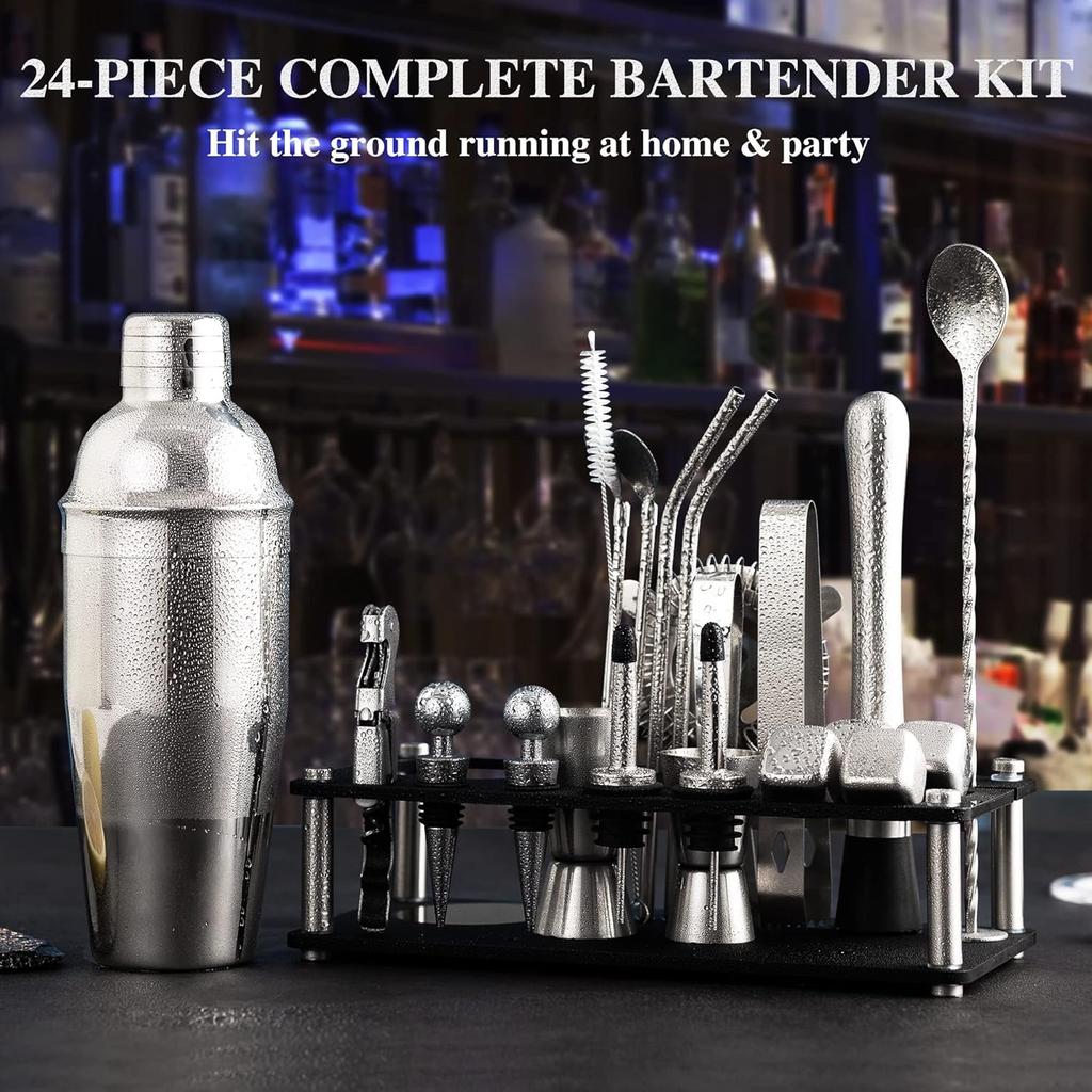 Shaker Set 23-Piece Mixology Bartender Kit, 25oz Stainless Steel Leak-Proof Sturdy Cocktail Shaker Set