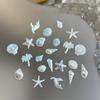 12 ячеек/коробка Синий Белый Шарм для ногтей Ракушка Морская звезда Хвост русалки 3D Аксессуары для нейл-арта для мечтательного и океанического маникюра