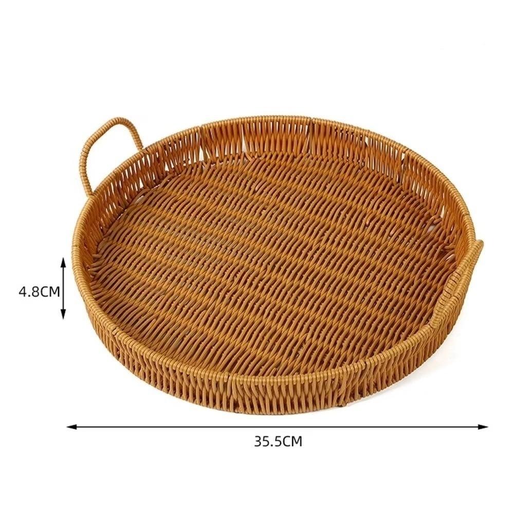 Plastic Imitation Handwoven Rattan Basket with Handle Wicker Basket Food Storage