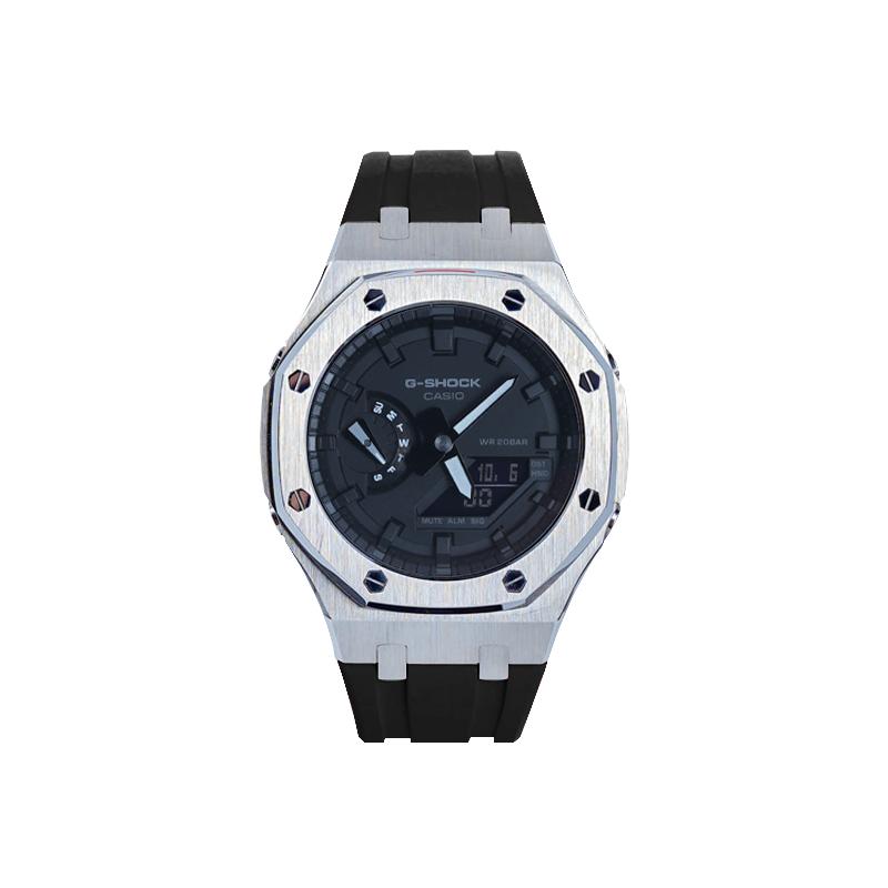 Casio Мужские часы с двойным дисплеем (жидкокристаллический/аналоговый) Серия Черные часы GA-2100-7A-