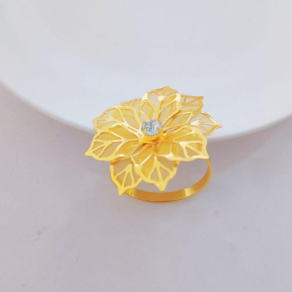 Изысканные медные кольца для салфеток с цветком из стразов для отелей и мероприятий