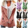Women's Casual Fashion Loose Solid Color Hat Plus Fleece Collar Pocket Jacket