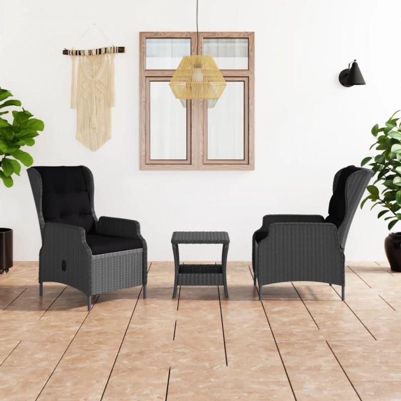 Day and Night - Day and Night Garden Furniture Set 3 Pieces Dark Gray Synthetic Rattan and Cushions